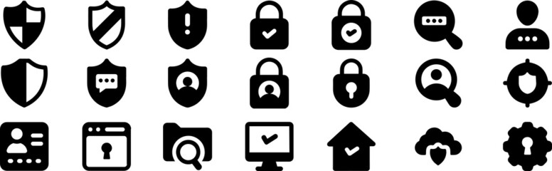 checkmark icon set. man, talk bubble, shield, house, tv glass, sign icon. search glass. gear file folder flat icon design. user icon design