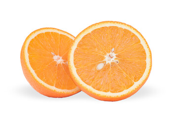 Fresh slices orange isolated on white background