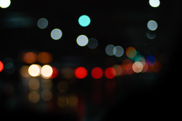 Abstract background of night city street in bokeh