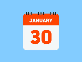 January 30 text calendar reminder. 30th January daily calendar icon template