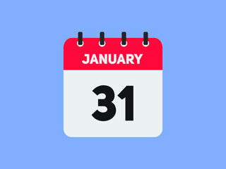 January 31 text calendar reminder. 31th January daily calendar icon template
