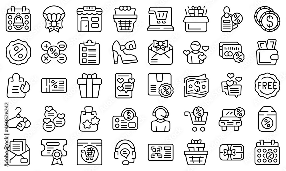 Wall mural custom offer icons set outline vector. free heart