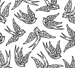 pattern of swallow with outline style illustration