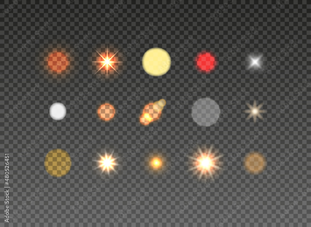 Poster bright bokeh lights isolated on transparent background