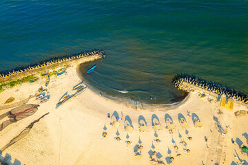Visit Romania. Aerial view of the amazing Black Sea beach from Gura Portitei, next to Danube Delta.