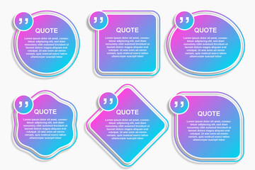bubble speech cool blue purple gradient cartoon set premium quote box frame vector colection