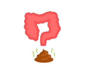 Diarrhea on a white background. Intestinal disorder. Vector illustration.