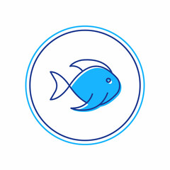 Filled outline Fish icon isolated on white background. Vector