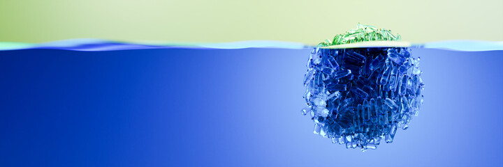 Plastic bottles are a threat to the environment; they can greatly harm the ecosystems. Original 3d rendering