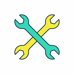 Filled outline Wrench spanner icon isolated on white background. Spanner repair tool. Service tool symbol. Vector