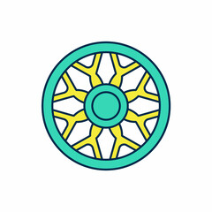 Filled outline Alloy wheel for car icon isolated on white background. Vector