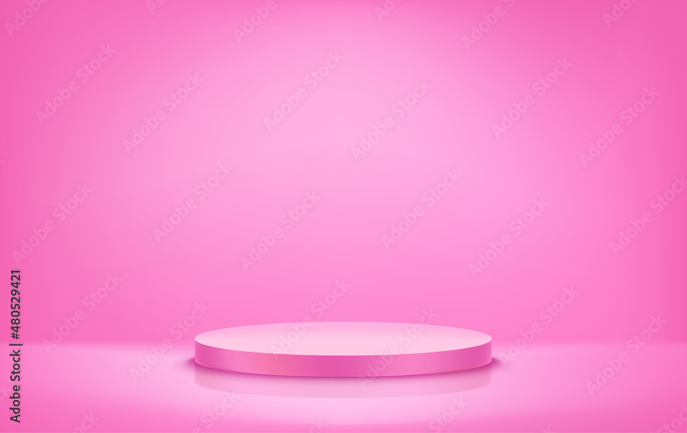 Poster Pink studio with soft light. Realistic vector showcase