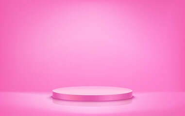 Pink studio with soft light. Realistic vector showcase