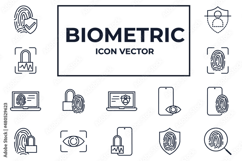 Wall mural set of biometric icon. biometric pack symbol template for graphic and web design collection logo vec