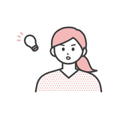 若い女性がひらめく表情のイラスト素材