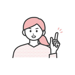 若い女性がひらめく表情のイラスト素材