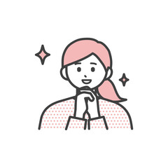 若い女性がお願いするイラスト素材
