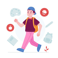 Back to school concept vector Illustration idea for landing page template, kid class doing lesson for knowledge education, elementary school children , Hand drawn Flat Styles