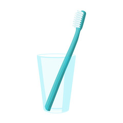 Toothbrush in a glass isolated on white backrgound