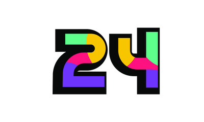 24 New Number Modern Fresh Color Youth