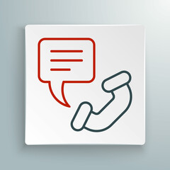 Line Telephone 24 hours support icon isolated on white background. All-day customer support call-center. Full time call services. Colorful outline concept. Vector