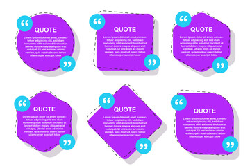 bubble speech purple green line cartoon set premium quote box frame vector colection