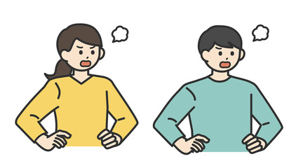 若い男性と女性が怒っているイラスト素材
