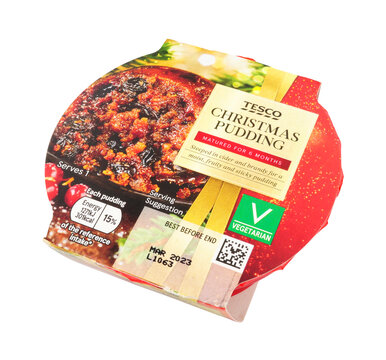 Tesco Supermarket Classic Mini Fruit Christmas Pudding Matured For Six Months Steeped In Cider And Brandy Contains One 100g Serving