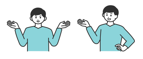 若い男性が比較するイメージのイラスト素材