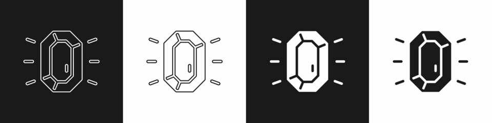 Set Diamond icon isolated on black and white background. Jewelry symbol. Gem stone. Vector