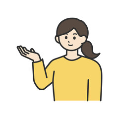 若い女性が手を添えているイラスト素材
