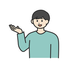 若い男性が手を添えているイラスト素材