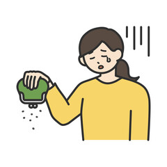 若い女性がお金の悩むイメージのイラスト素材