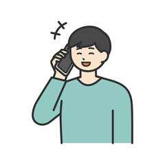 若い男性が電話をかけているイラスト素材