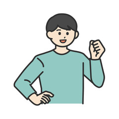 若い男性がガッツポーズをするイラスト素材