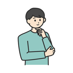 若い女性が考えているイラスト素材