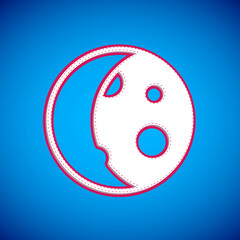 White Moon phases icon isolated on blue background. Vector