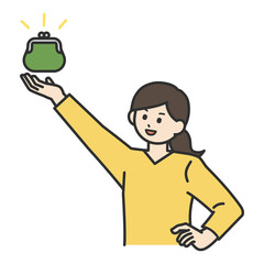 若い女性のお金の悩みが解決されるイメージのイラスト素材