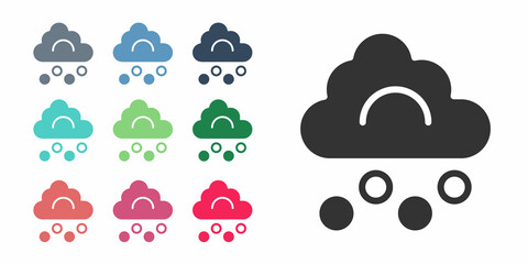 Black Hail cloud icon isolated on white background. Set icons colorful. Vector