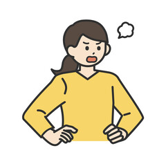 若い女性が怒っているイラスト素材