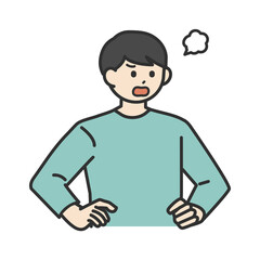若い男性が怒っているイラスト素材