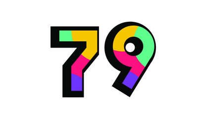 79 New Number Modern Fresh Color Youth