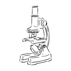 Line style vector illustration of microscope. Logo of microscope. Vector illustration