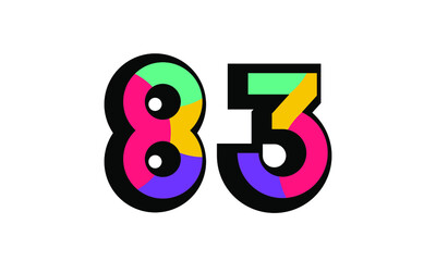83 New Number Modern Fresh Color Youth
