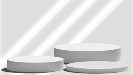 Clean Minimalistic Triple 3d Rendered Podium or Pedestal in White