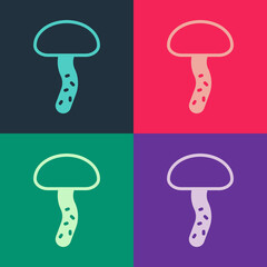 Pop art Mushroom icon isolated on color background. Vector