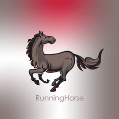 running power horse logo, silhouette of fast horse run vector illustrations