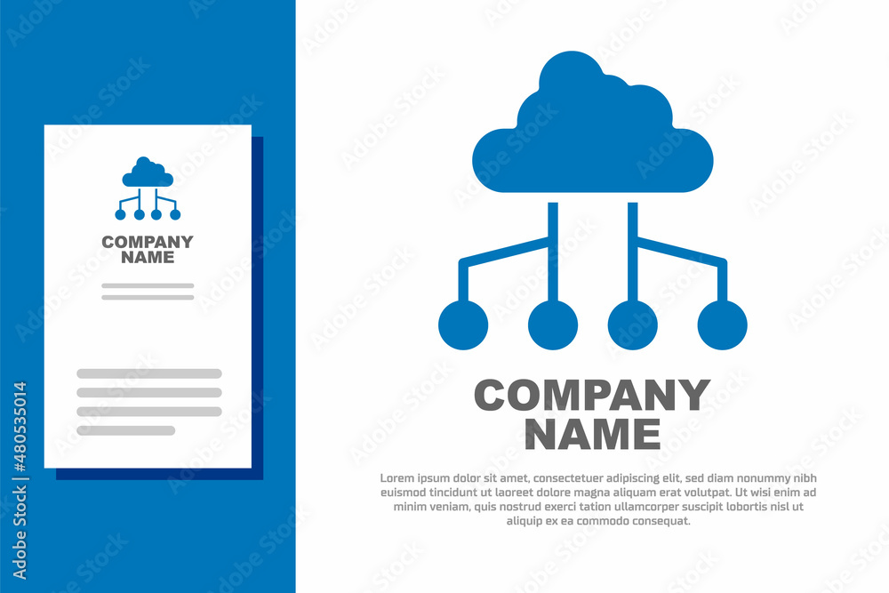 Aufkleber blue network cloud connection icon isolated on white background. social technology. cloud computing 