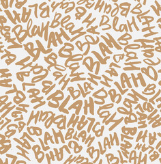 Blah Blah Handwritten Words Vector Seamless Pattern. Communication Lettering Hand Drawn with a Brush.