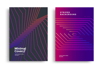 Minimal covers design with halftone gradient shapes. Poster template with geometric lines. Vector